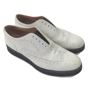 Rag & Bone Meli Brogue Slip-On Off White Cream Oxford Platform $350 Sz 37 6.5